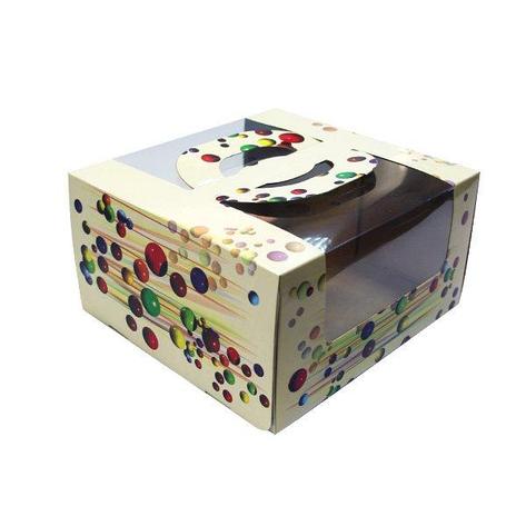Коробка для торта цветная 1,2 кг 230х220х120 с рис "Шарики", 150 шт, фото 2