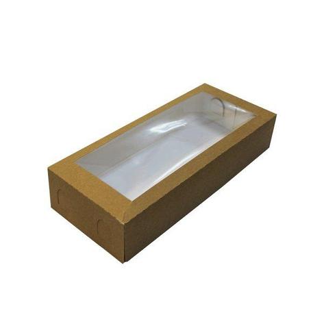 Коробка для пирожных КРАФТ с окном 270х115х60 КРЫШКА, 200 шт, фото 2