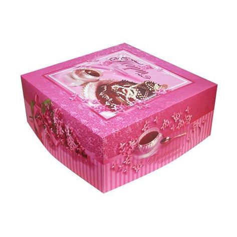 Коробка для торта 2 кг цветная 350х350х150 с рис "Чашка" КРЫШКА, 100 шт, фото 2