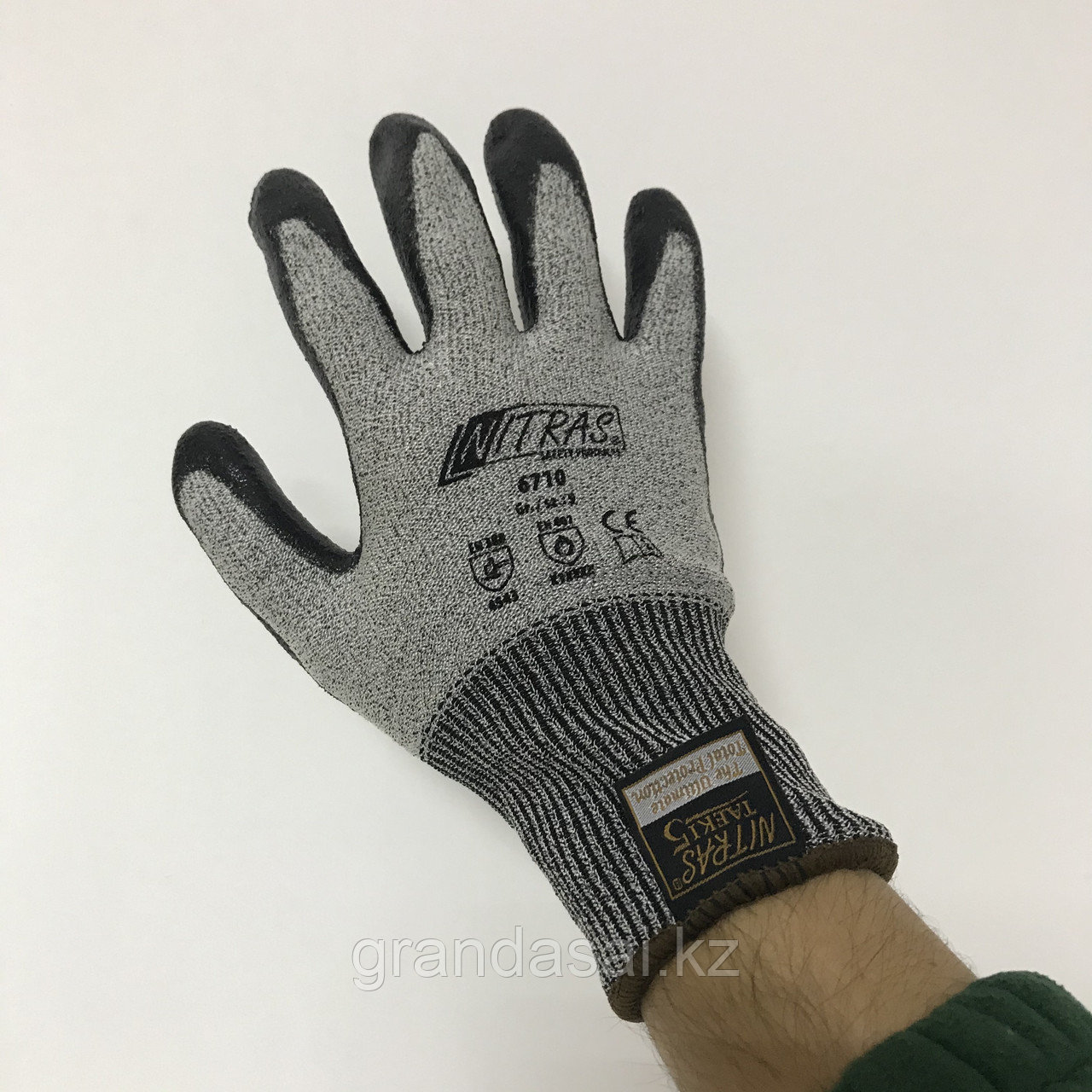 NITRAS 6710, перчатки для защиты от порезов, специальная пряжа TAEKI, серая, с нитриловым покрытием - фото 2 - id-p68219215