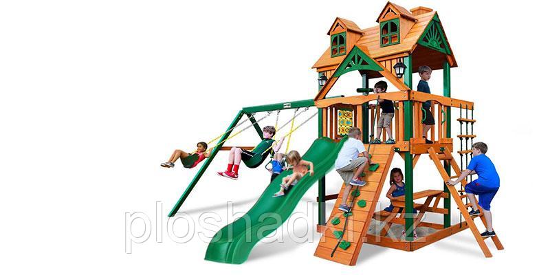 Детская площадка "Заря Ривьера", качели, скалодром, горка, игрровой домик, крыша
