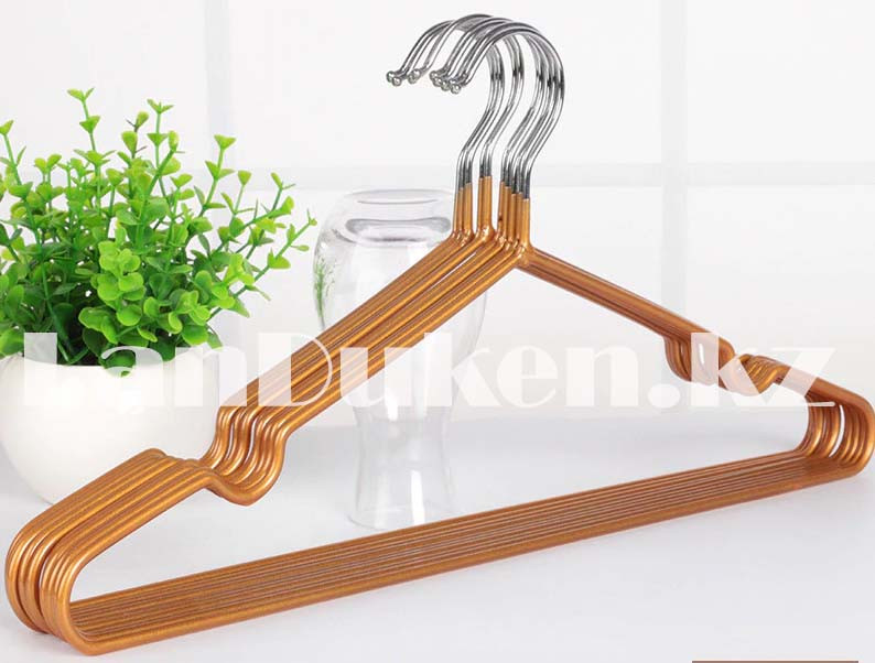 Вешалка плечики для одежды с гелевым покрытием металлическая золотистая 10шт, фото 1