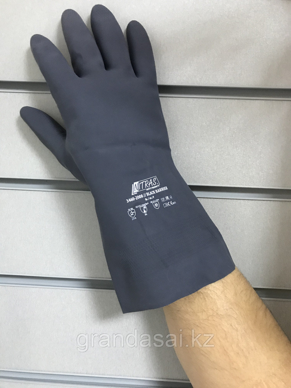 NITRAS 3460, перчатки для химической защиты, хлоропрен, черный, длина 30 см, - фото 3 - id-p68225488