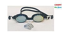 Очки для плавания GF-SPORT (с затычками для ушей и носа, цвет черный)
