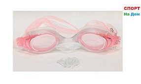 Очки для плавания GF-SPORT (с берушами, цвет розовый)