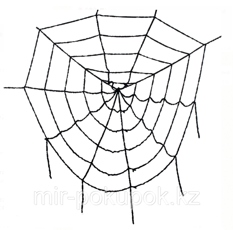Декоративная большая паутина на Хэллоуин круглая (белая и черная), 50 см - фото 2 - id-p68265987