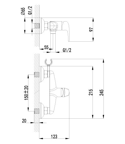 Смеситель настенный с гигиеническим душем LeMark PRAMEN LM3318G - фото 2 - id-p68267269