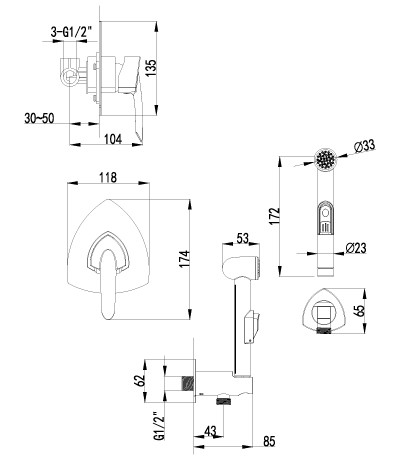 Смеситель с гигиеническим душем LeMark MARS LM3519C - фото 2 - id-p68290622