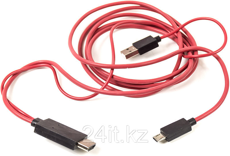 Кабель-переходник PowerPlant micro USB - HDMI + USB, 2.0m, (MHL), Blister