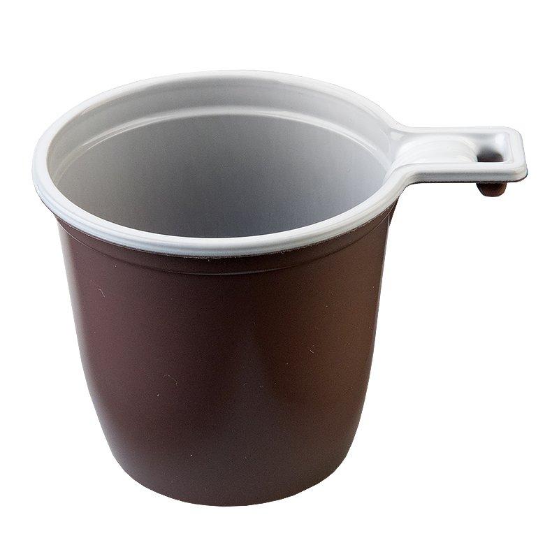 Чашка для холодных и горячих напитков, 0.18л, коричневый/белый, 50 шт