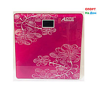 Весы напольные электронные Aote (цвет розовый с цветами)