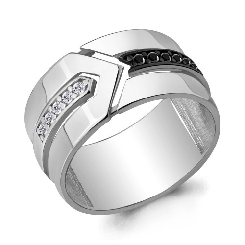 Кольцо из серебра с фианитом и нанокристаллом синт. Aquamarine 68608АЧ
