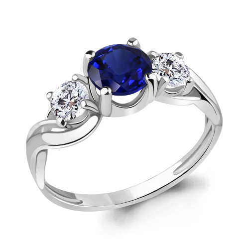 Кольцо из серебра с фианитом Aquamarine 63894Н