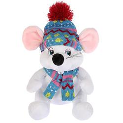 Мульти-пульти Мягкая игрушка "Мышка белая, в шапке и шарфике", 15см
