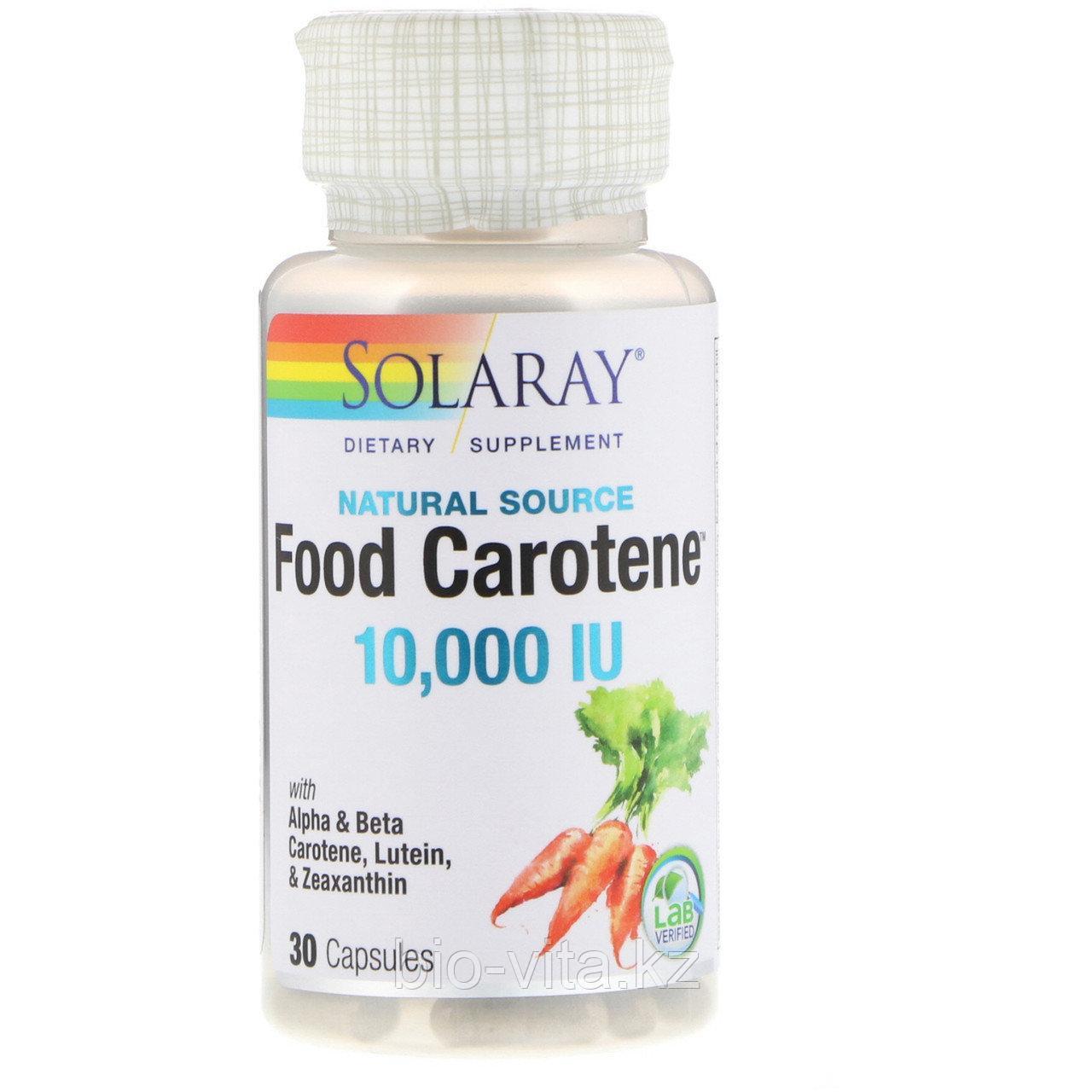 Бета каротин, 10 000 МЕ Витамин А (натуральный), 30 капсул.