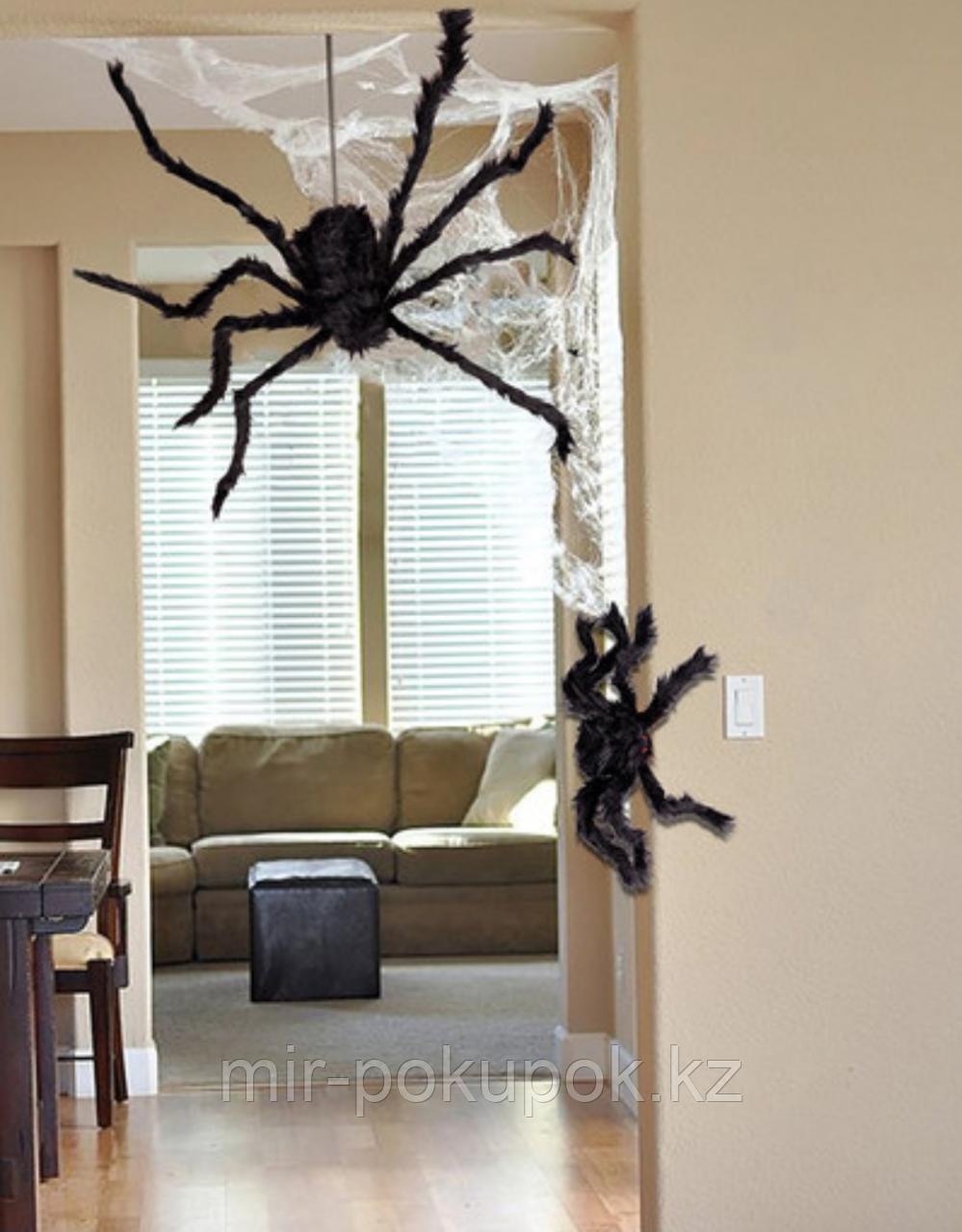 Большой мохнатый черный паук (декорации для Хэллоуина, 70 см - фото 4 - id-p67309241