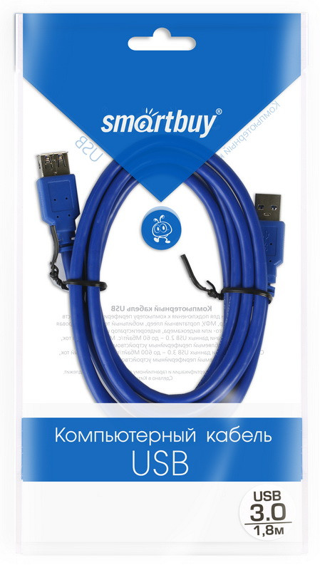 Кабель-удлинитель Smartbuy USB 3.0 Am-->Af 1,8 m в пакете