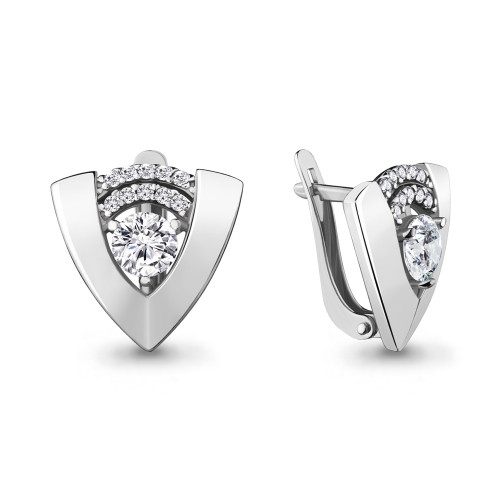 Серебряные серьги с фианитом Aquamarine 48036А