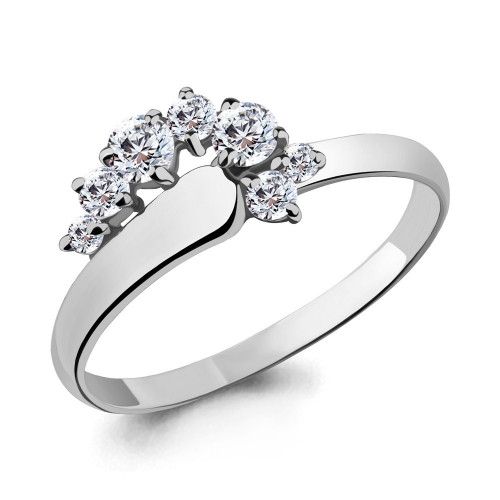 Серебряное кольцо с фианитом swarovski и фианитом Aquamarine 65677,5