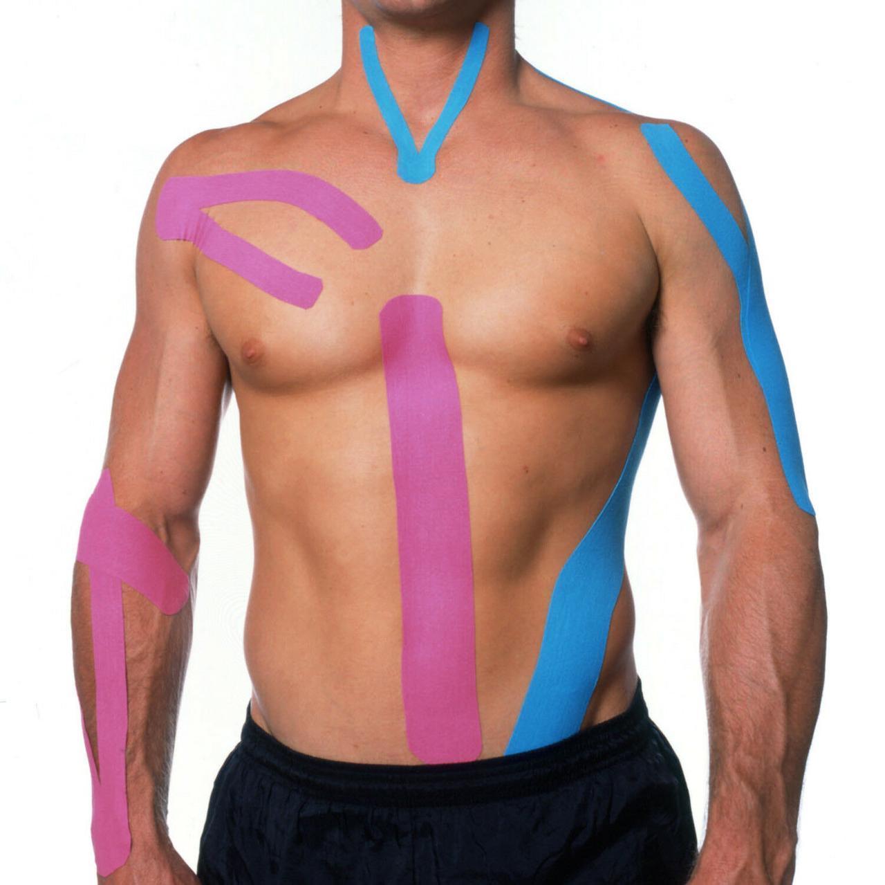 Спортивный тейп Кинезио Kinesiology Tape (цвет розовый) - пластырь для поддержки мышц 5 см х 5 м - фото 4 - id-p68469696