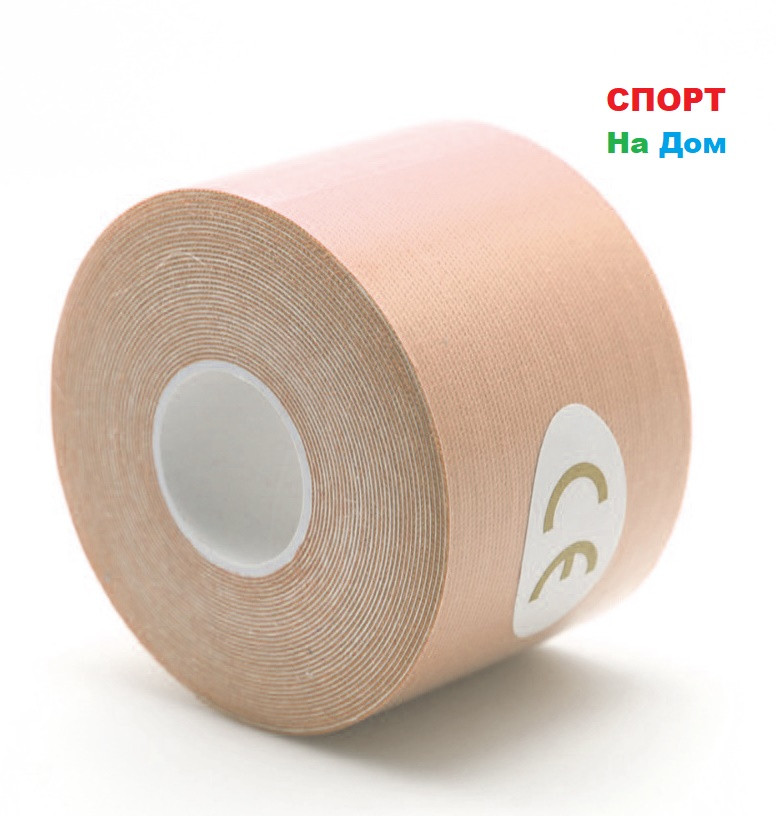 Спортивный тейп Кинезио Kinesiology Tape (цвет бежевый) - пластырь для поддержки мышц 5 см х 5 м