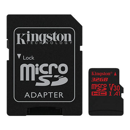 Kingston SDCR/32GB Карта памяти 32GB microSDXC Canvas React 100R/80W U3 UHS-I V30 A1 C, с адаптером