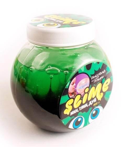 Тянущийся слайм Slime *Mega Mix* черный + зеленый, 500 г