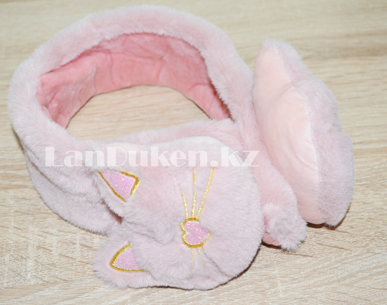 Меховые наушники кошки с широким ободком розовые - фото 4 - id-p68551048