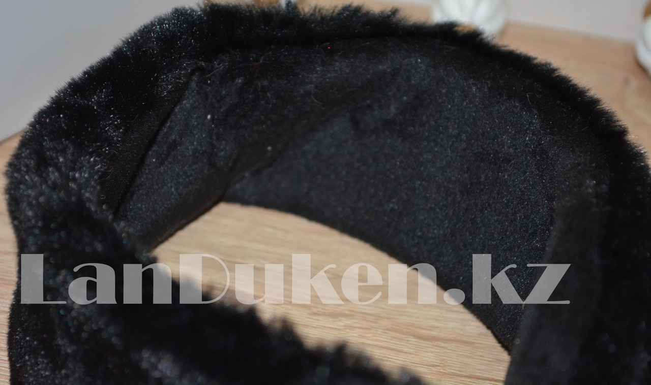 Меховые наушники кошки с широким ободком черные - фото 8 - id-p68551041