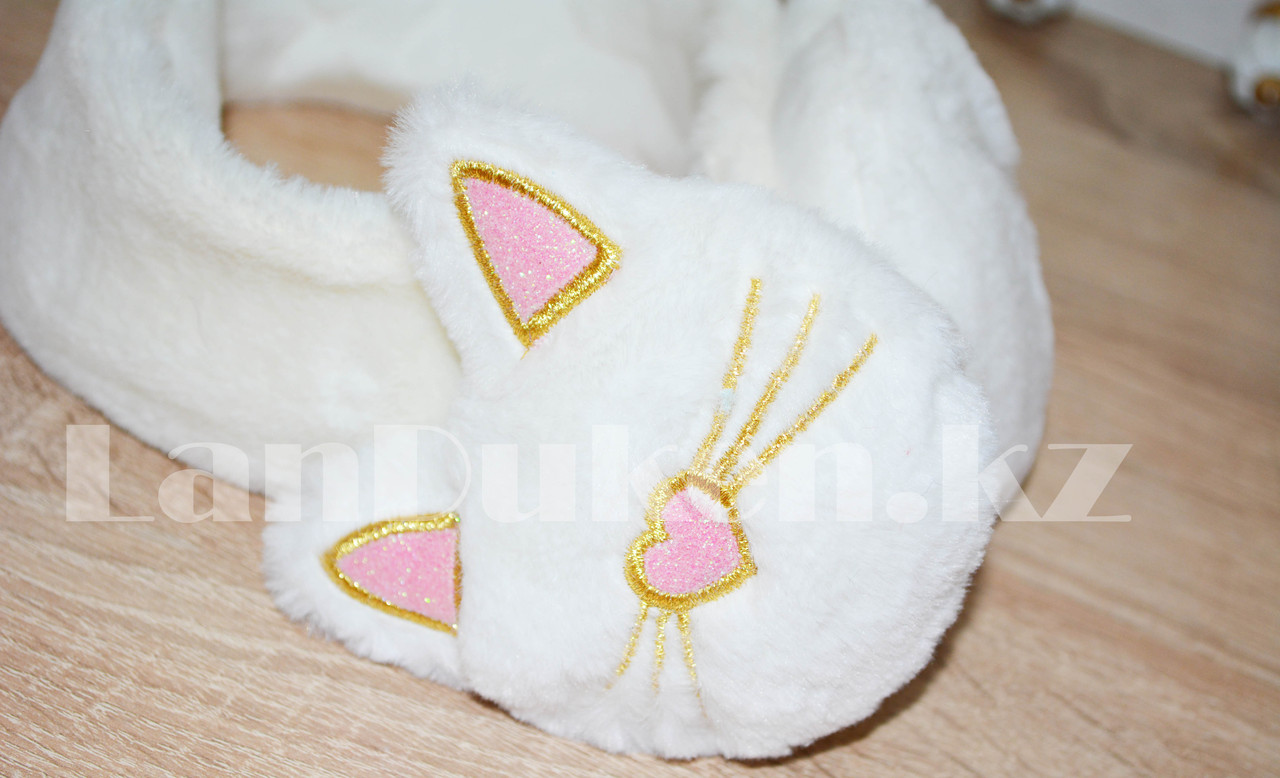 Меховые наушники кошки с широким ободком белые - фото 5 - id-p68550995