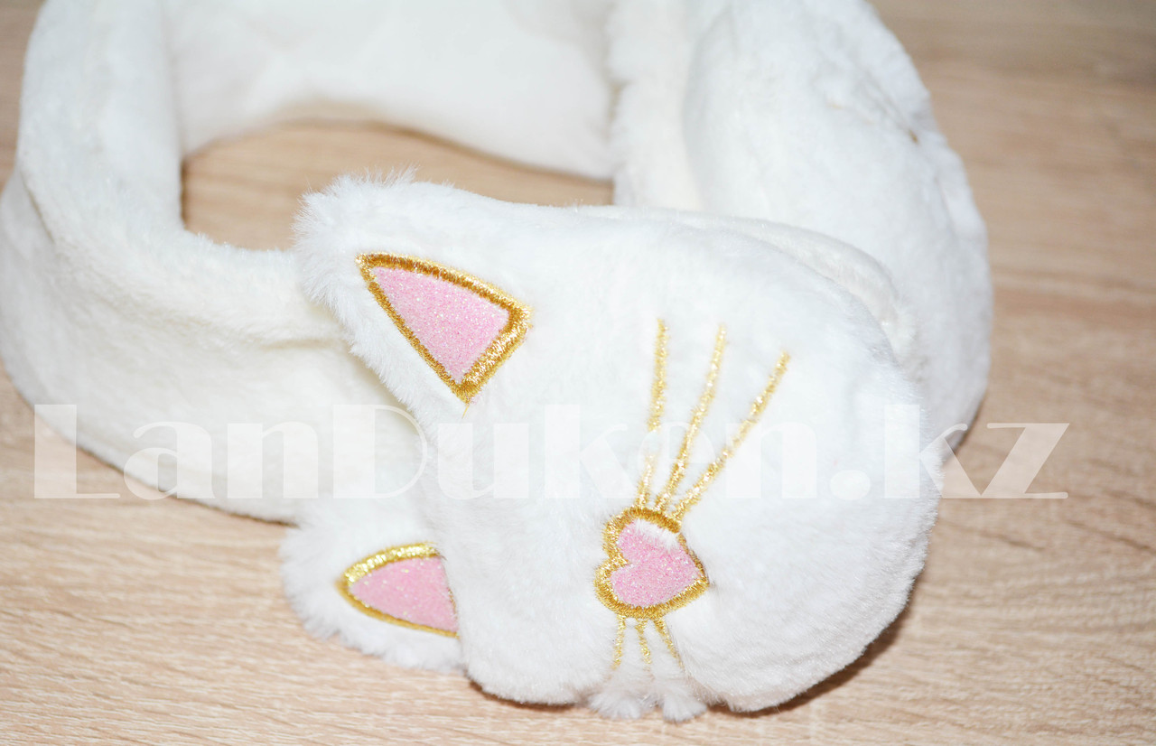 Меховые наушники кошки с широким ободком белые - фото 7 - id-p68550995