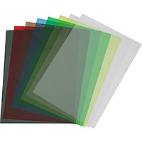Обложки ПВХ А4, 0,18мм, кожа, прозр/зеленые (100)