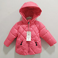 Куртка осенняя "Moncler" для девочек от 1 до 5 лет, коралловая.