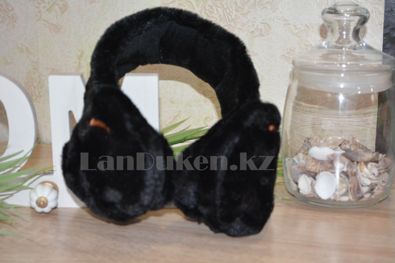 Меховые наушники мишки с широким ободком черные - фото 4 - id-p68576885