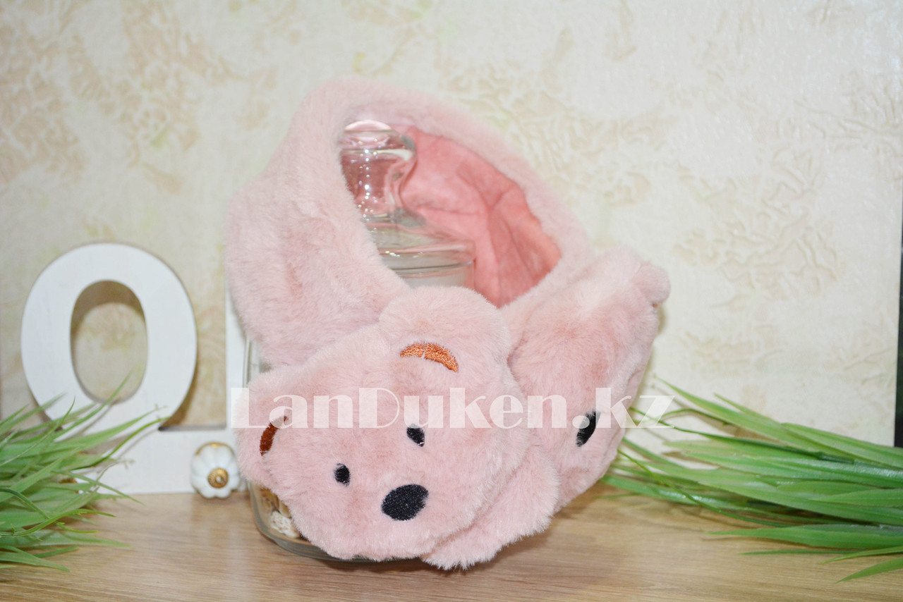 Меховые наушники мишки с широким ободком розовые - фото 5 - id-p68576887