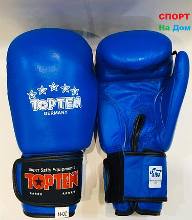 Перчатки для бокса и единоборств Top Ten 14-OZ кожа (цвет синий), фото 2