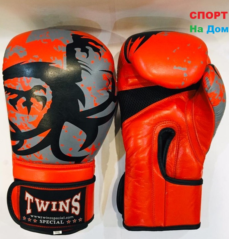 Перчатки для бокса и единоборств Twins 10-OZ кожа (цвет красный)