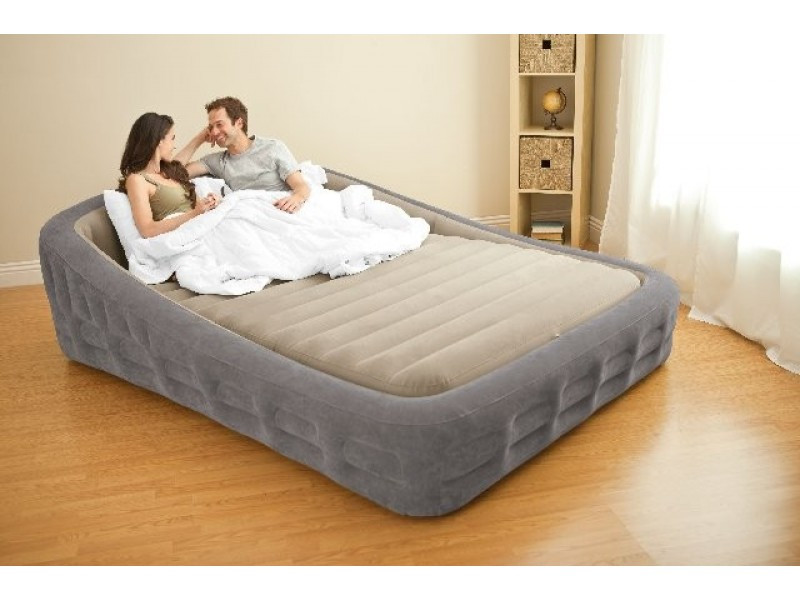 Кровать надувная двуспальная 241х193х76 см, max 270 кг, Intex Comfort Frame Airbed 67972, поверхность флок, встроенный насос