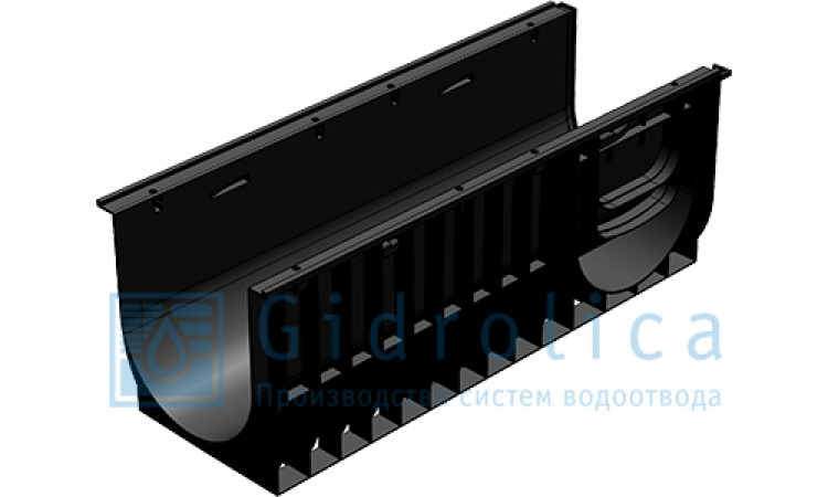 Комплект Gidrolica Light New: лоток водоотводный ЛВ -10.11,5.5,5 - пластиковый
с решеткой РВ- 10.11.50 пластиковой ячеистой, кл. A15