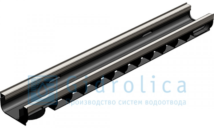 Комплект Gidrolica Light New: лоток водоотводный ЛВ -10.11,5.9,5 - пластиковый
с решеткой РВ- 10.11.50 пластиковой ячеистой, кл. A15