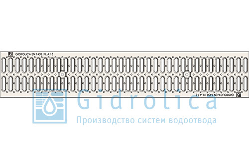 Решетка водоприемная Gidrolica Standart РВ-10.13,6.100 - штампованная стальная оцинкованная с отверстиями для