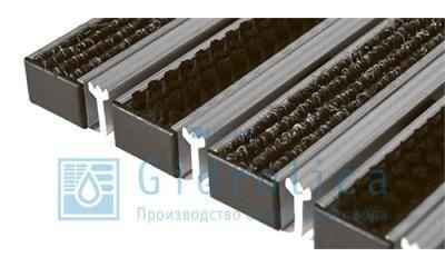 Придверная решетка Евро широкий скребок+текстиль+щётка 390х590