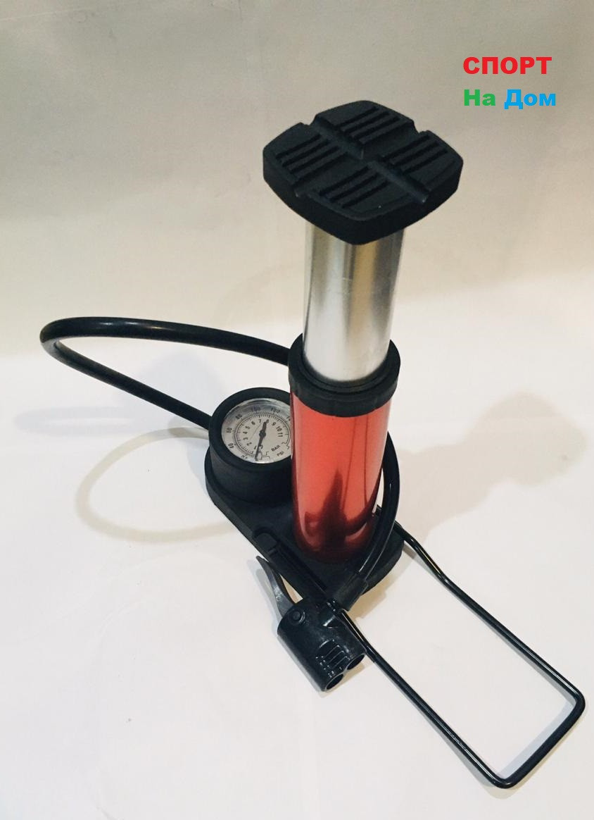 Насос ножной с манометром Mini foot pump (цвет красный)