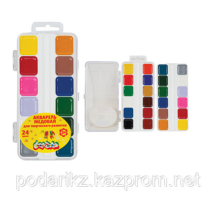 Акварель Каляка-Маляка, 24 цвета, квадратный кювет, пластиковая упаковка