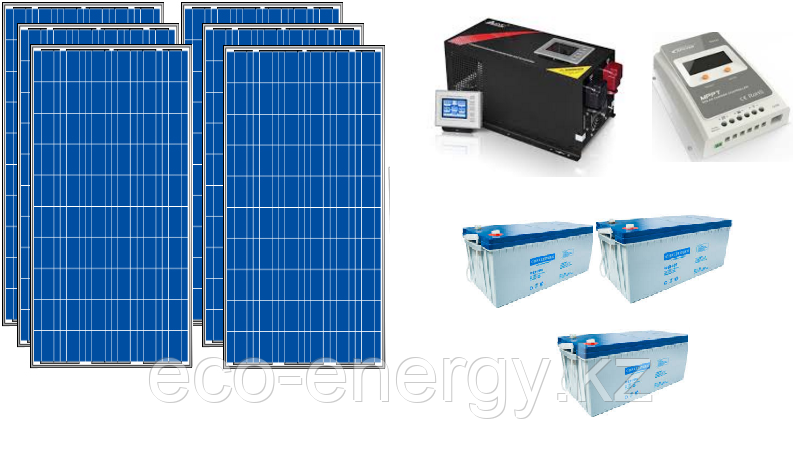 ПОД КЛЮЧ: Автономная солнечная электростанция 6,8 кВт*ч в сутки (1.5 кВт в час) WiFi, фото 1