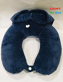 Подушка для шеи с замком и чехлом (цвет синий)