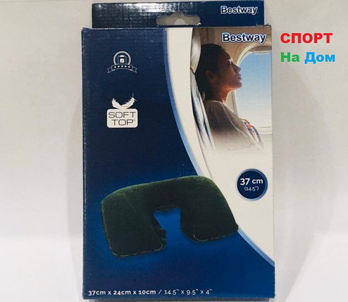 Дорожная надувная подушка для шеи BestWay 37 см (цвет зеленый), фото 2