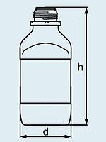 Бутыль DURAN Group 1000 мл, GL45, квадратная, узкогорлая, с противопылевой крышкой и сливным кольцом, коричневое силикатное стекло