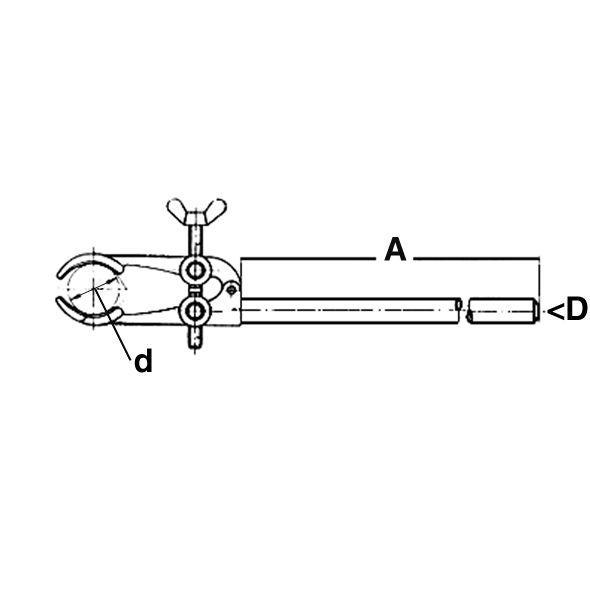 Зажим штативный Bochem, с тремя лапками, со штангой, длина 150 мм, диаметр захвата 0-60 мм, алюминий - фото 2 - id-p68733486