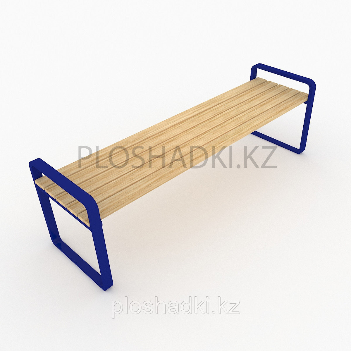 Скамейка деревянная, подлокотники и ножки в геометрическом стиле